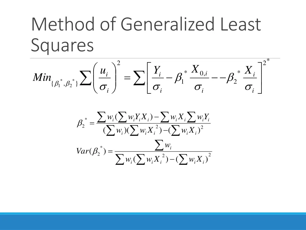 method of generalized least squares 2 i