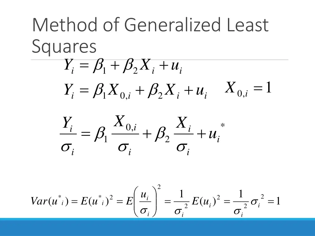 method of generalized least squares x y 0 1