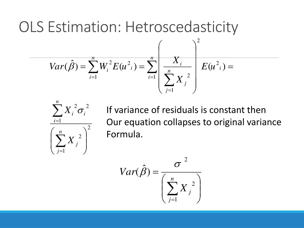 ols estimation hetroscedasticity