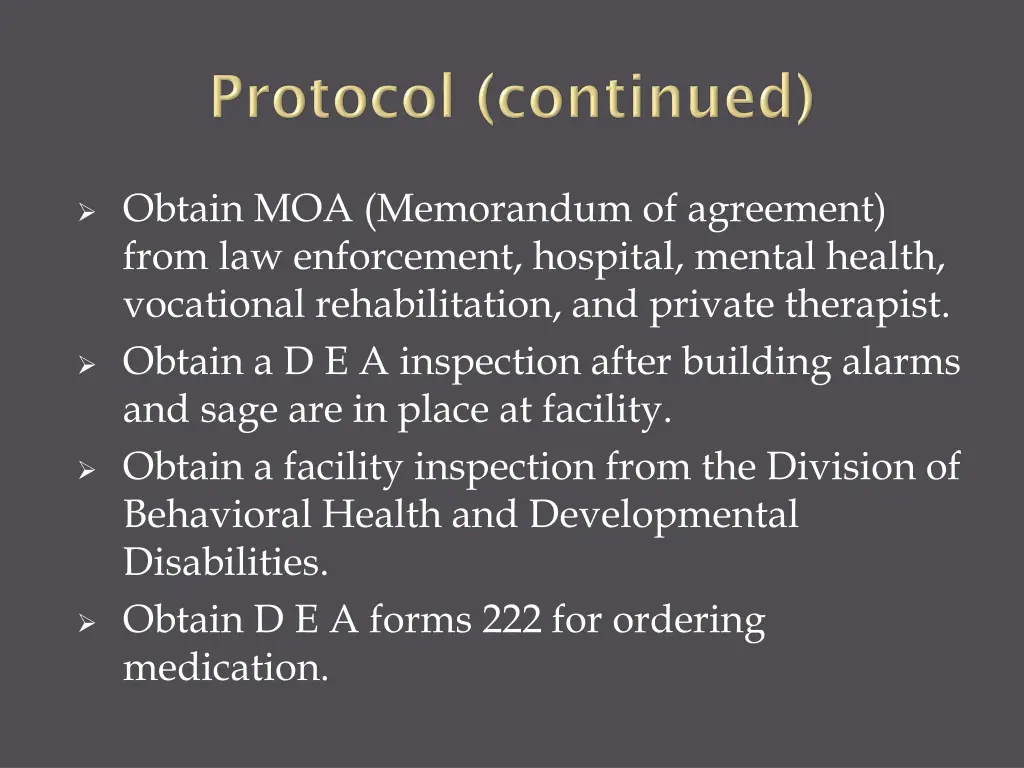 obtain moa memorandum of agreement from