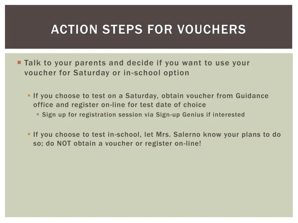 action steps for vouchers