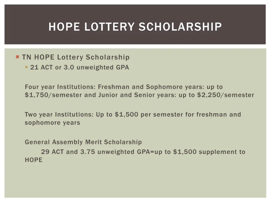 hope lottery scholarship