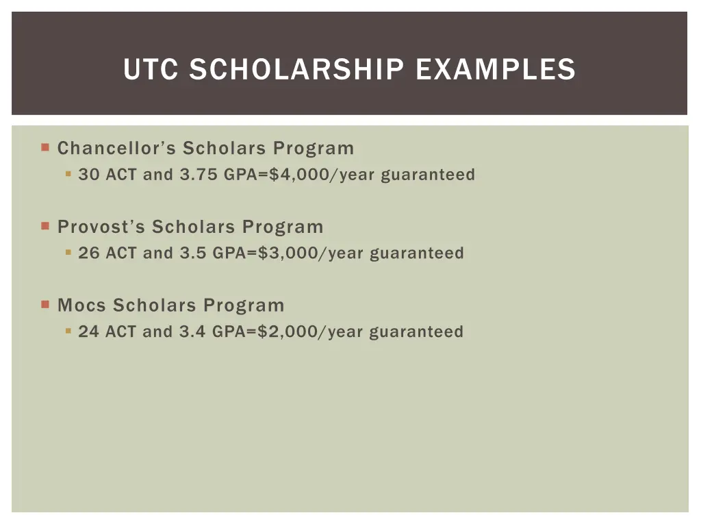 utc scholarship examples