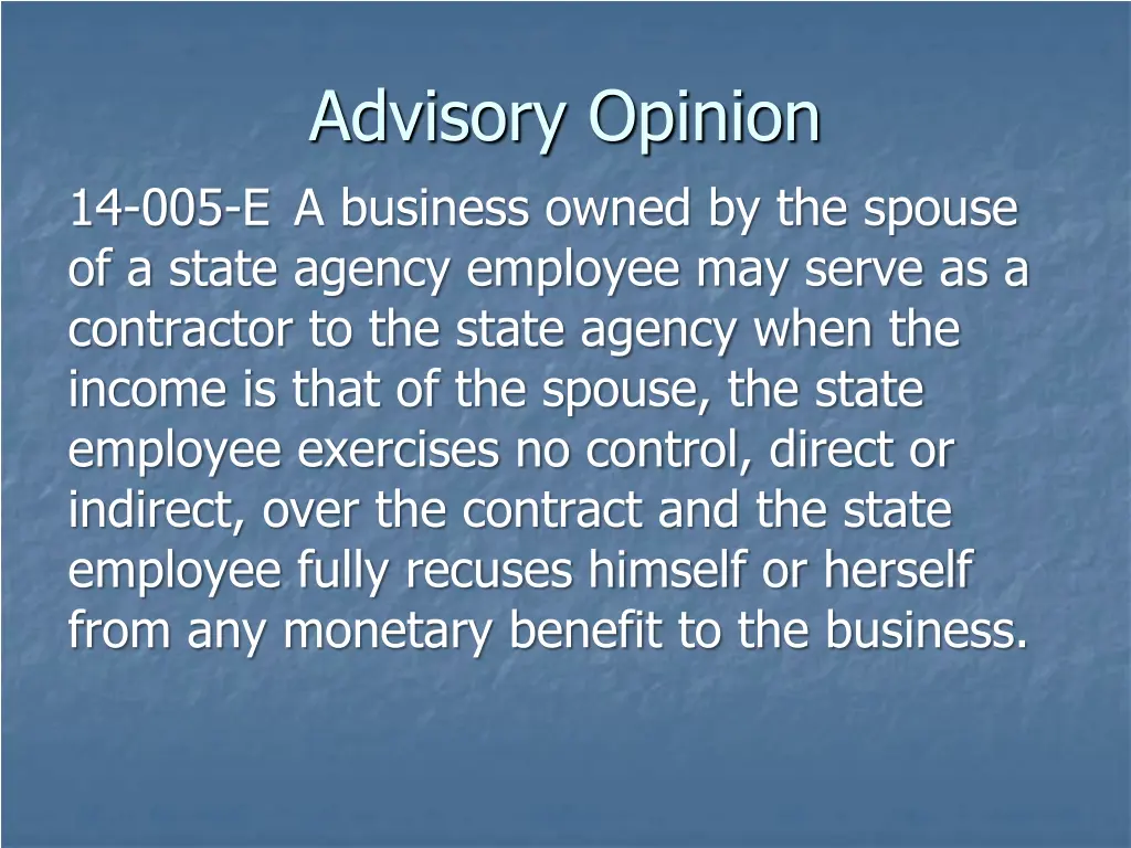 advisory opinion 14 005 e a business owned