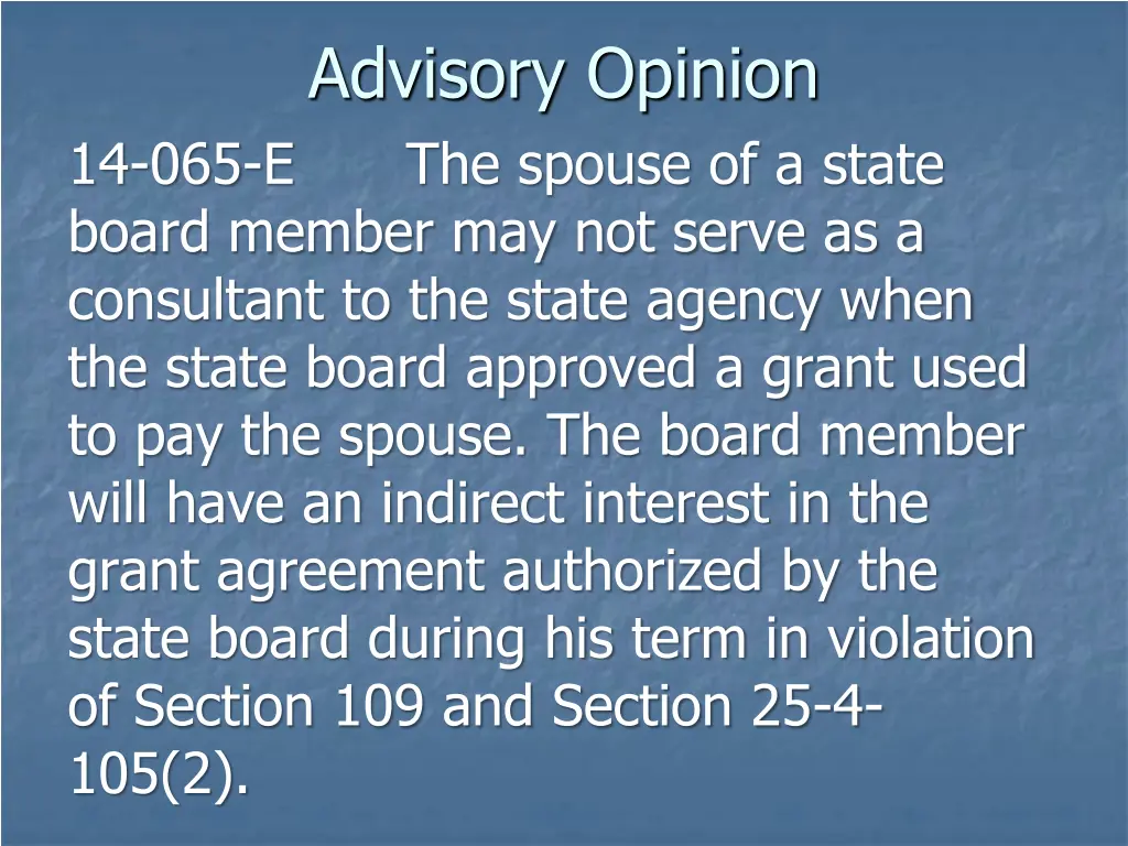 advisory opinion 14 065 e the spouse of a state