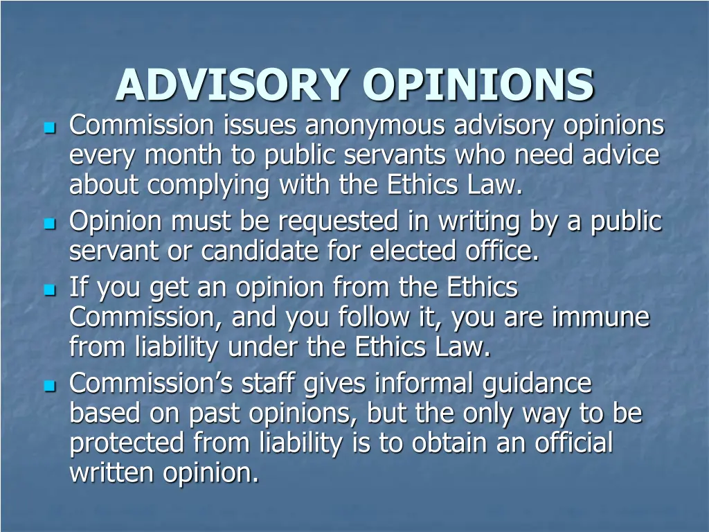 advisory opinions commission issues anonymous