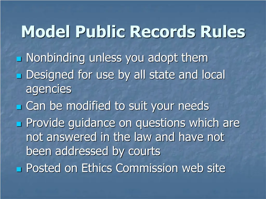 model public records rules