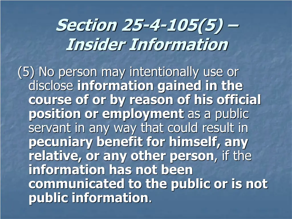 section 25 4 105 5 insider information