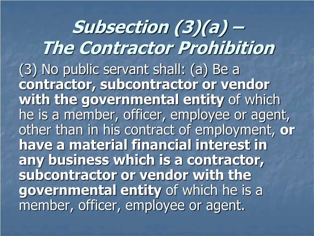 subsection 3 a the contractor prohibition