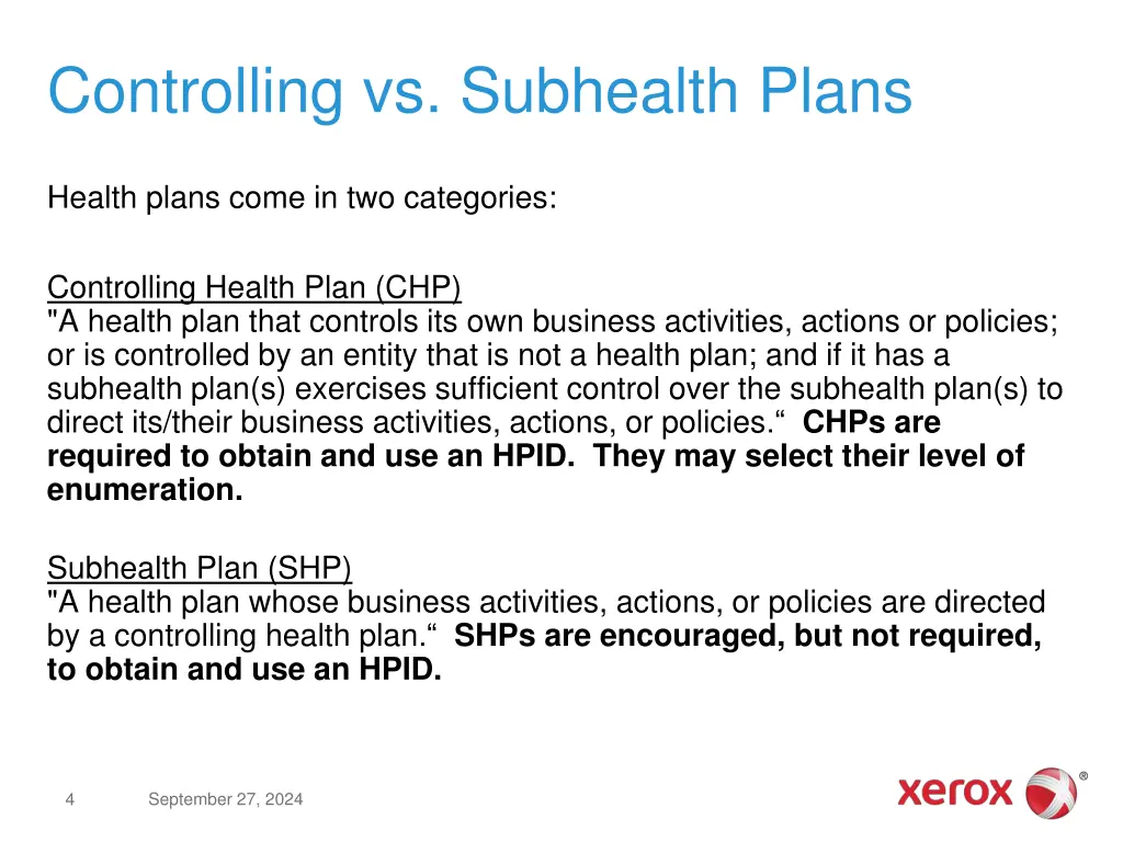 controlling vs subhealth plans