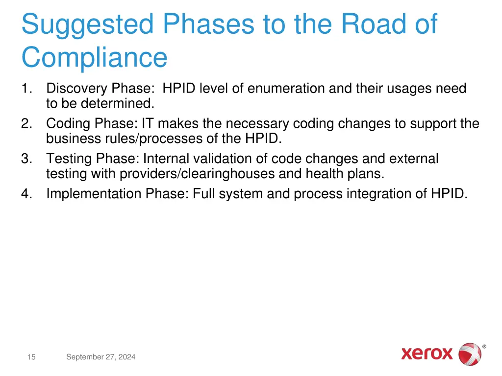 suggested phases to the road of compliance