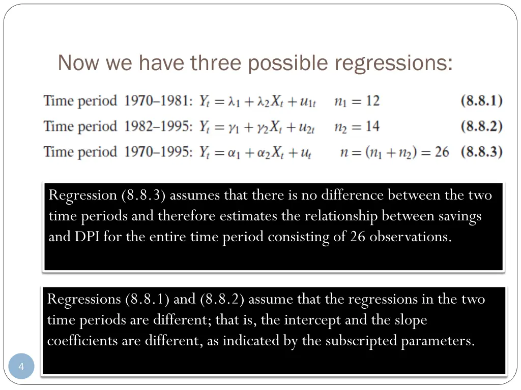 now we have three possible regressions