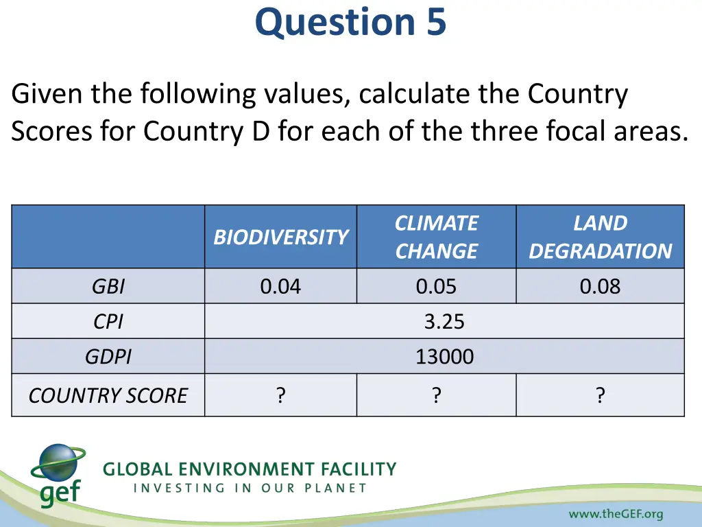 question 5