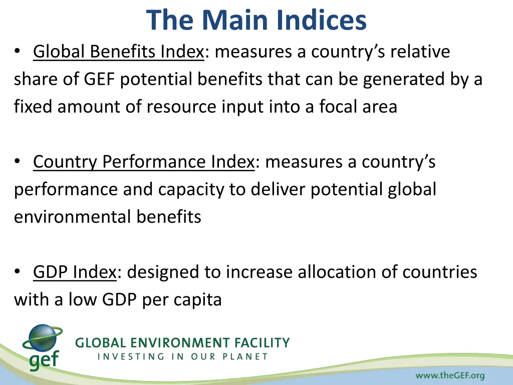 the main indices