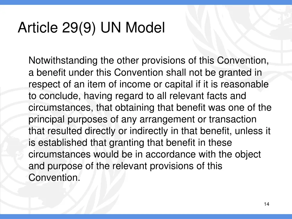 article 29 9 un model