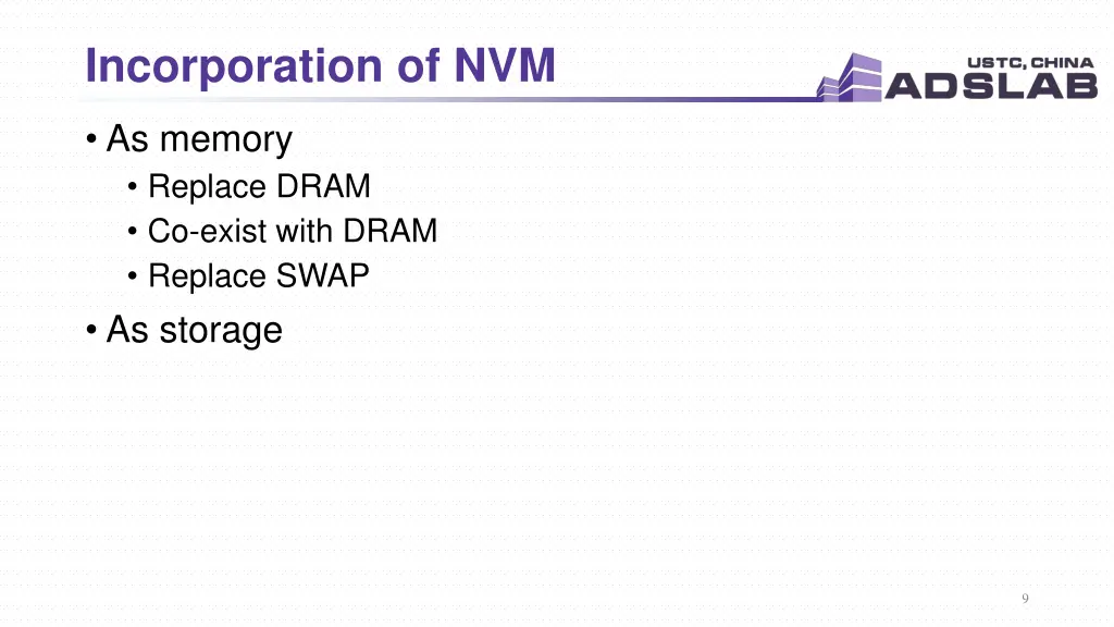 incorporation of nvm