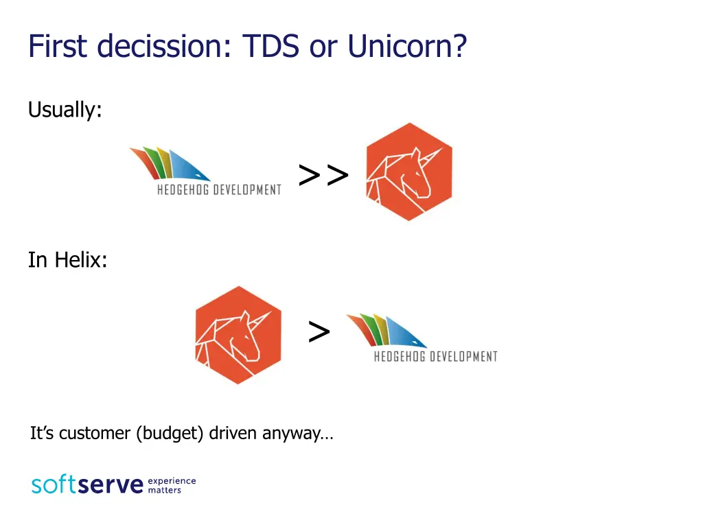 first decission tds or unicorn