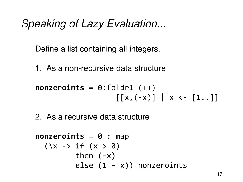 speaking of lazy evaluation 2