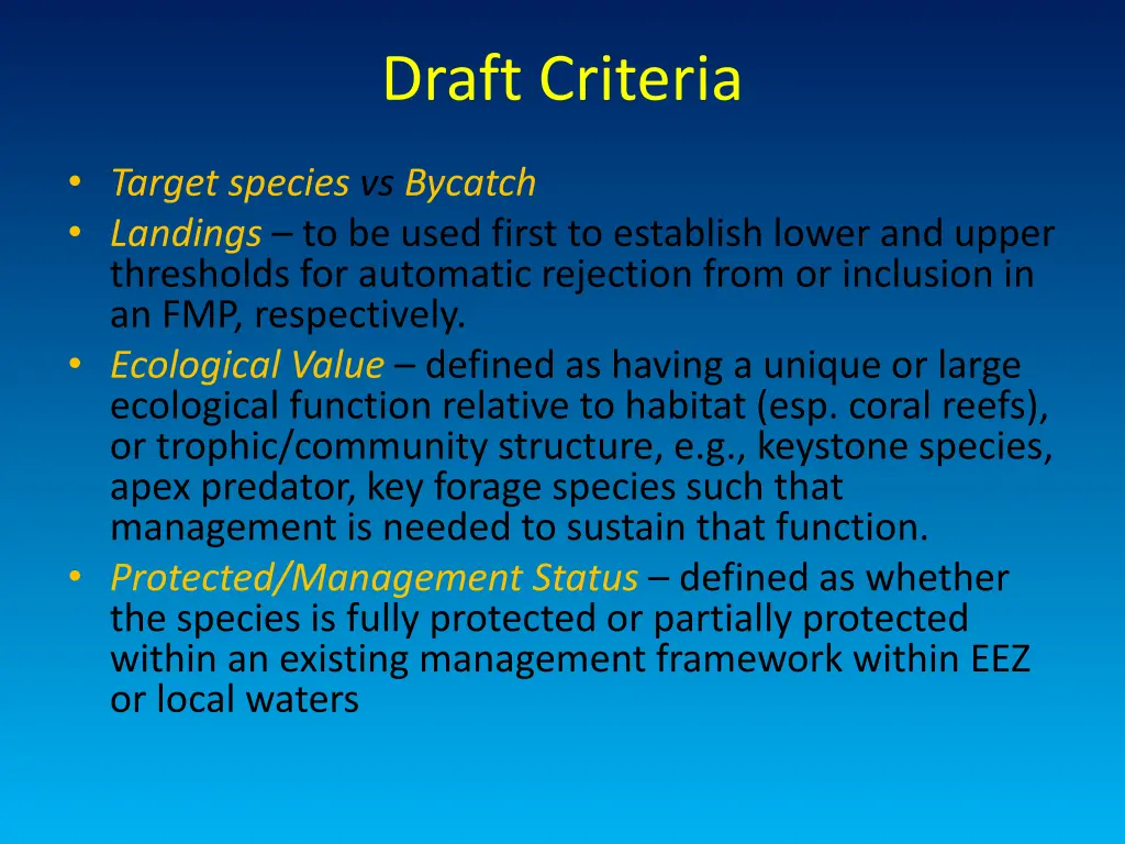 draft criteria 1