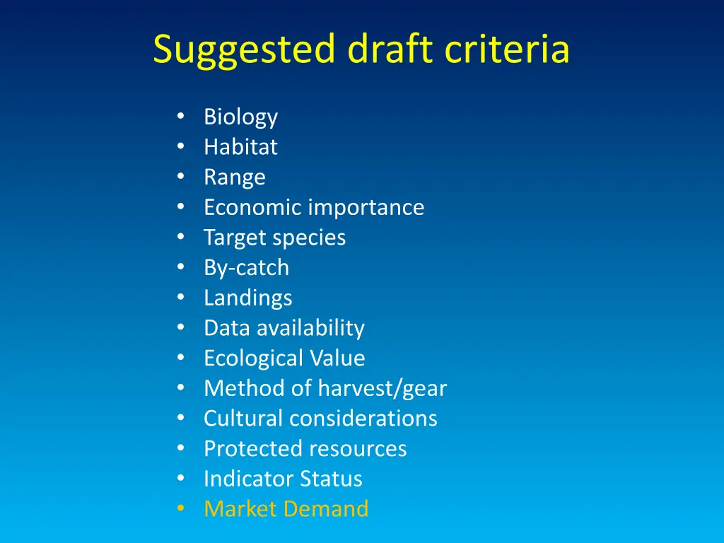 suggested draft criteria