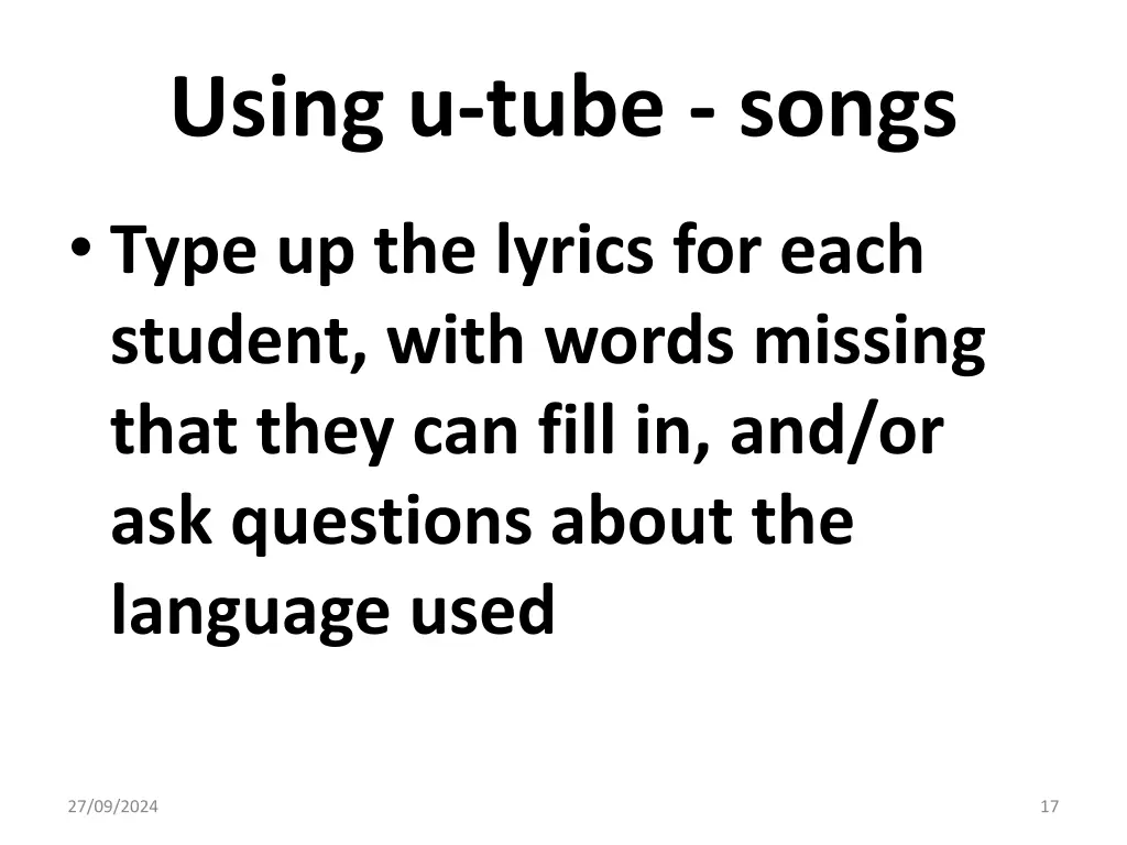 using u tube songs