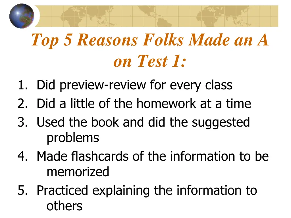 top 5 reasons folks made an a on test