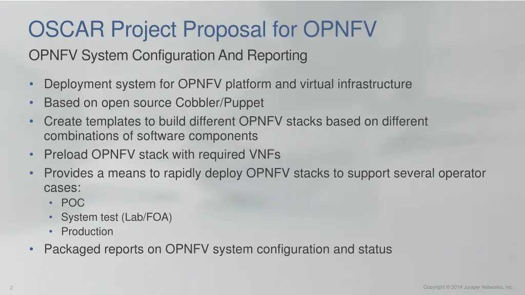 oscar project proposal for opnfv opnfv system