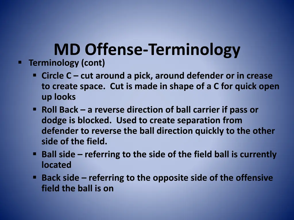 md offense terminology terminology cont circle