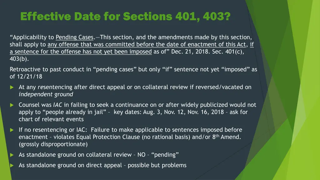 effective date for sections 401 403