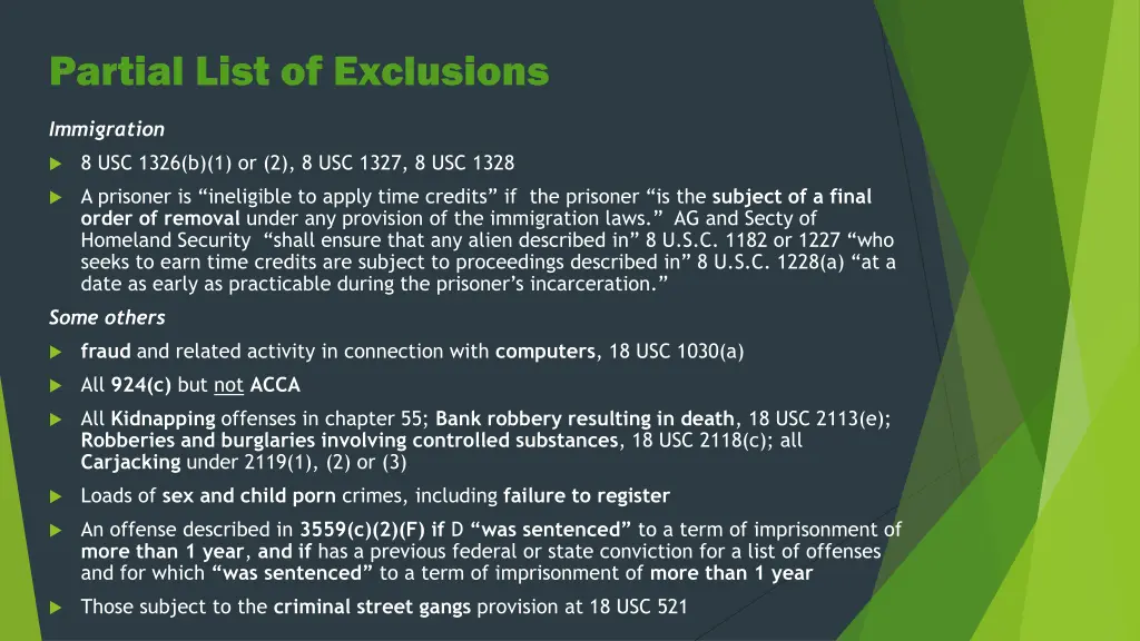 partial list of exclusions 1