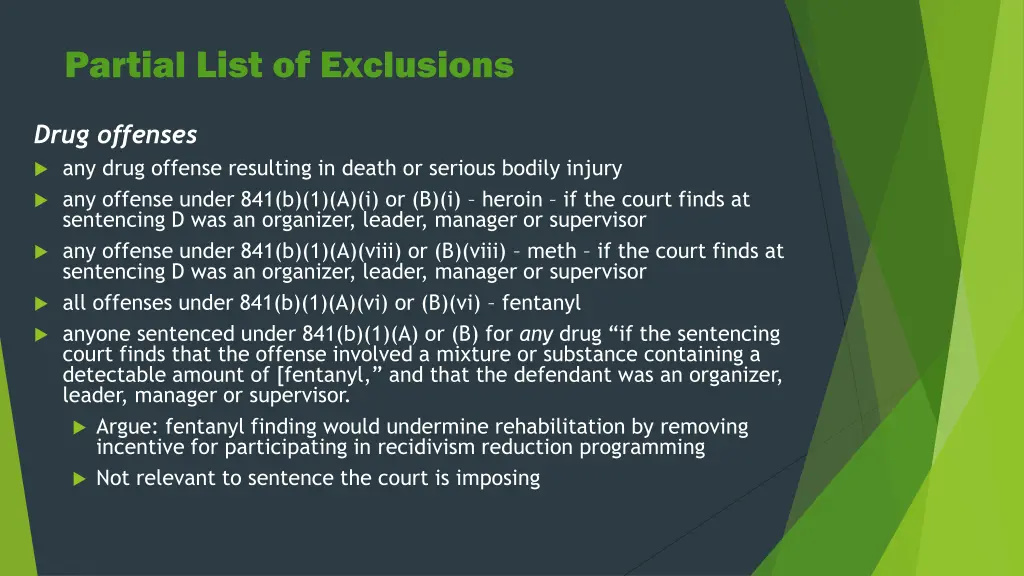 partial list of exclusions