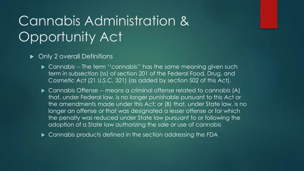 cannabis administration opportunity act 1