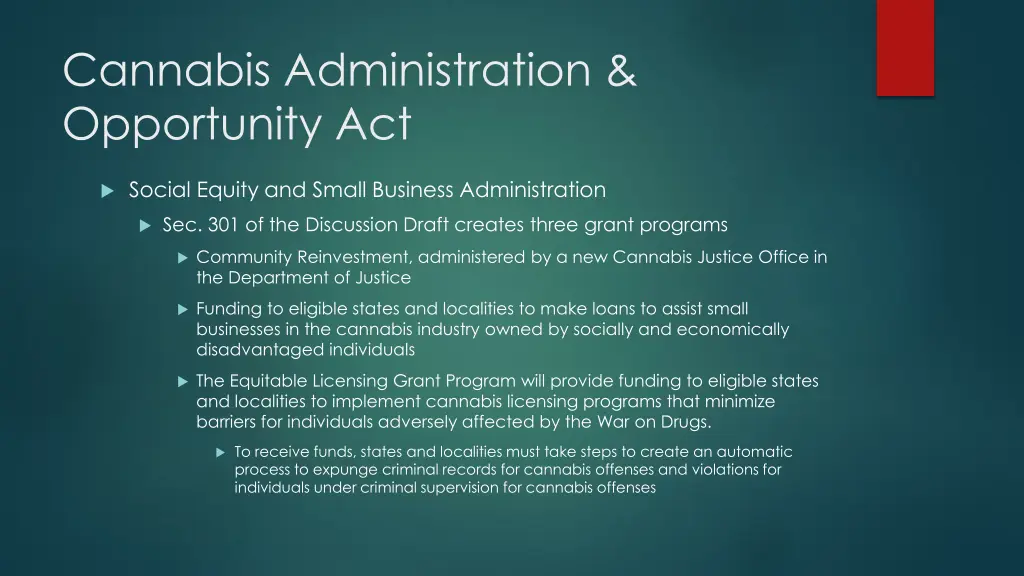 cannabis administration opportunity act 13