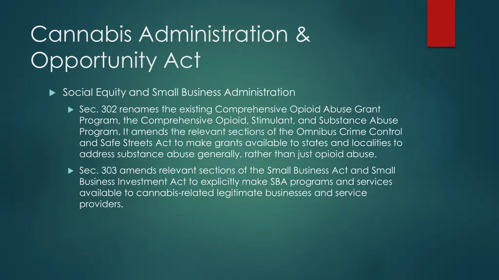 cannabis administration opportunity act 14