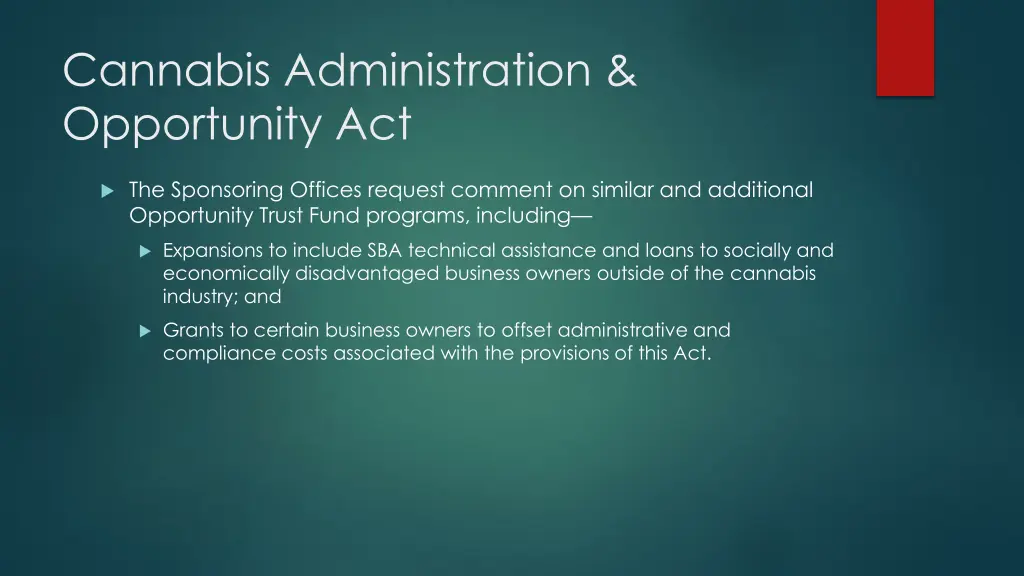 cannabis administration opportunity act 15