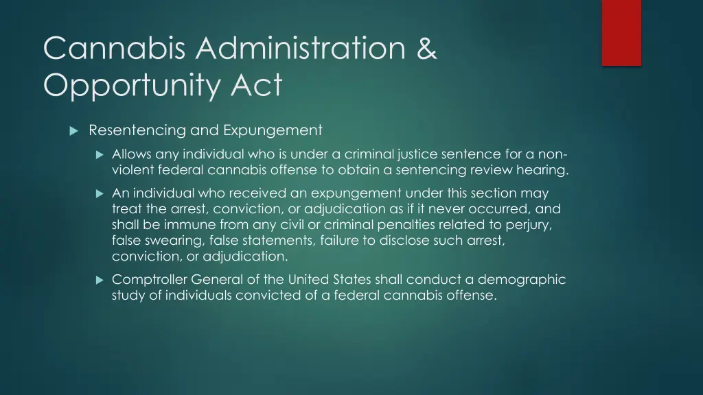 cannabis administration opportunity act 18