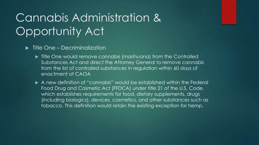 cannabis administration opportunity act 2