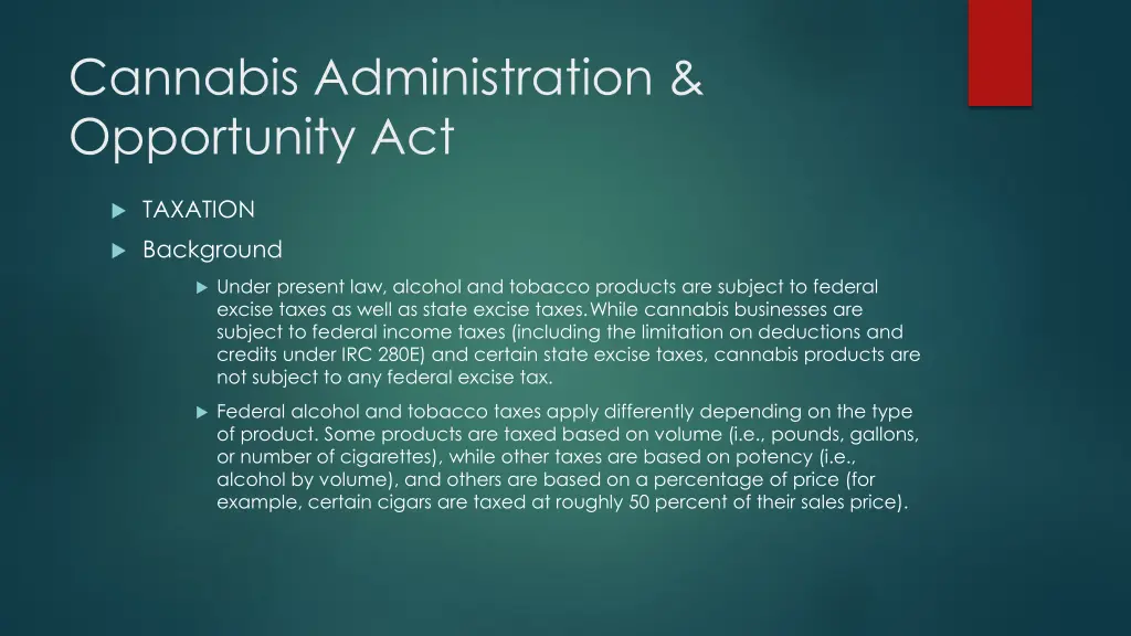 cannabis administration opportunity act 21