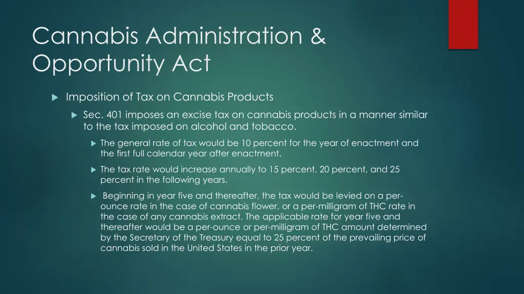 cannabis administration opportunity act 22