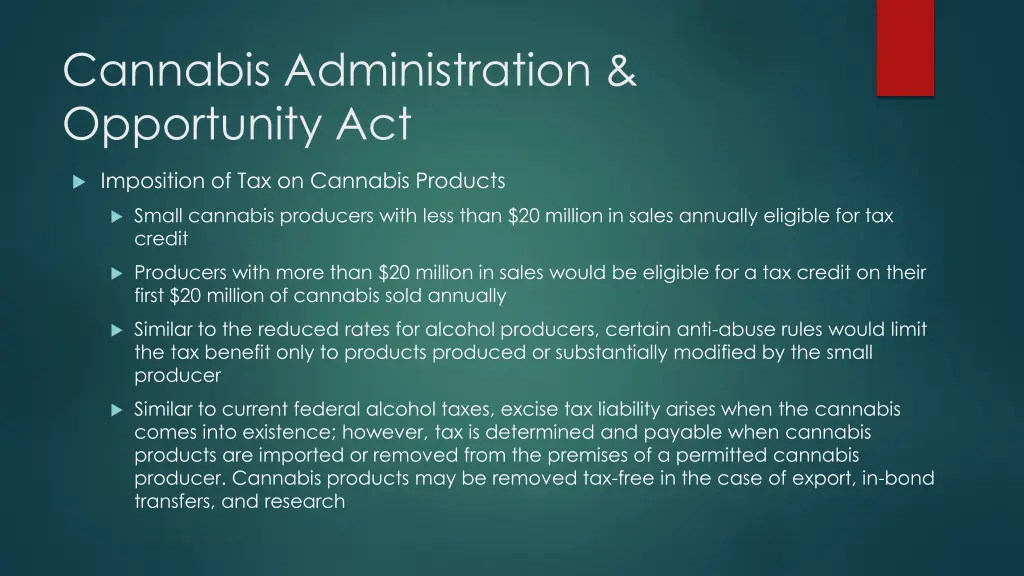 cannabis administration opportunity act 23