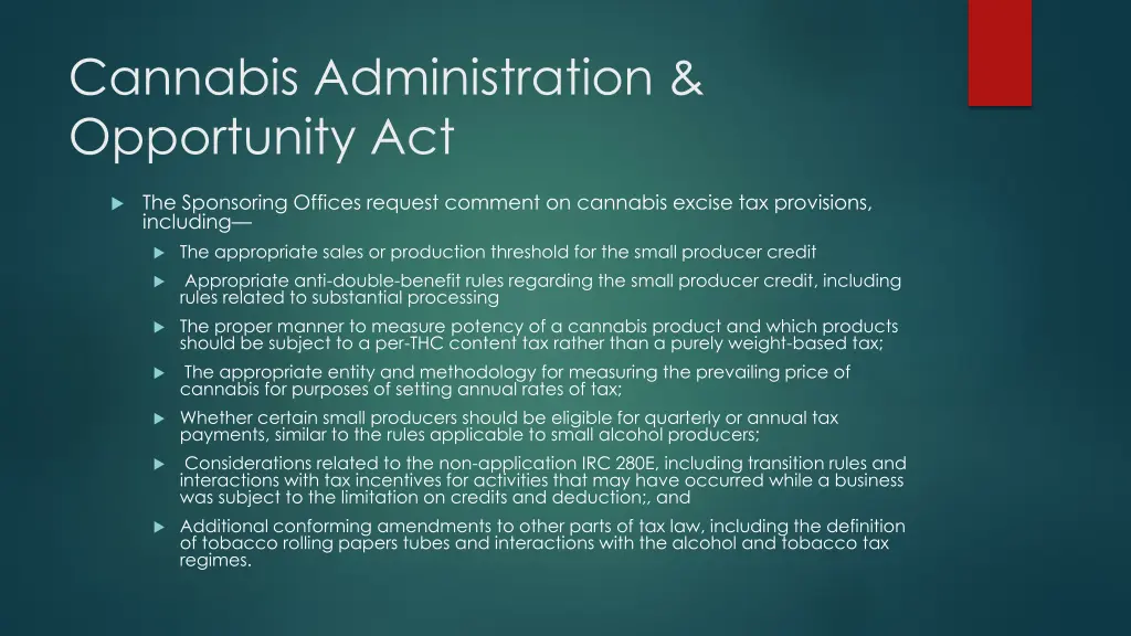 cannabis administration opportunity act 24