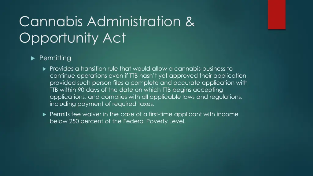 cannabis administration opportunity act 26