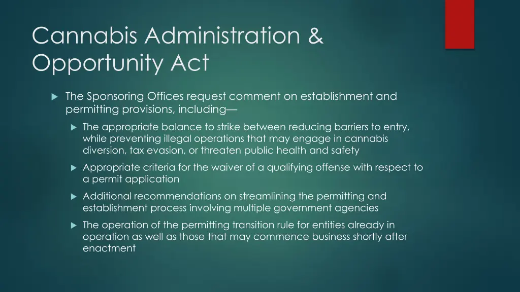 cannabis administration opportunity act 27