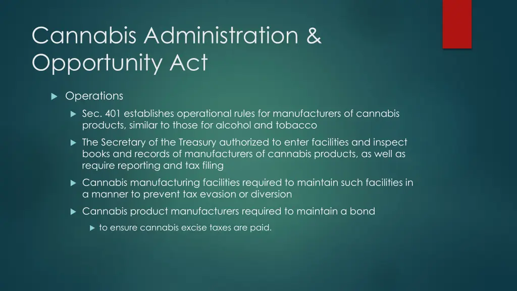 cannabis administration opportunity act 28