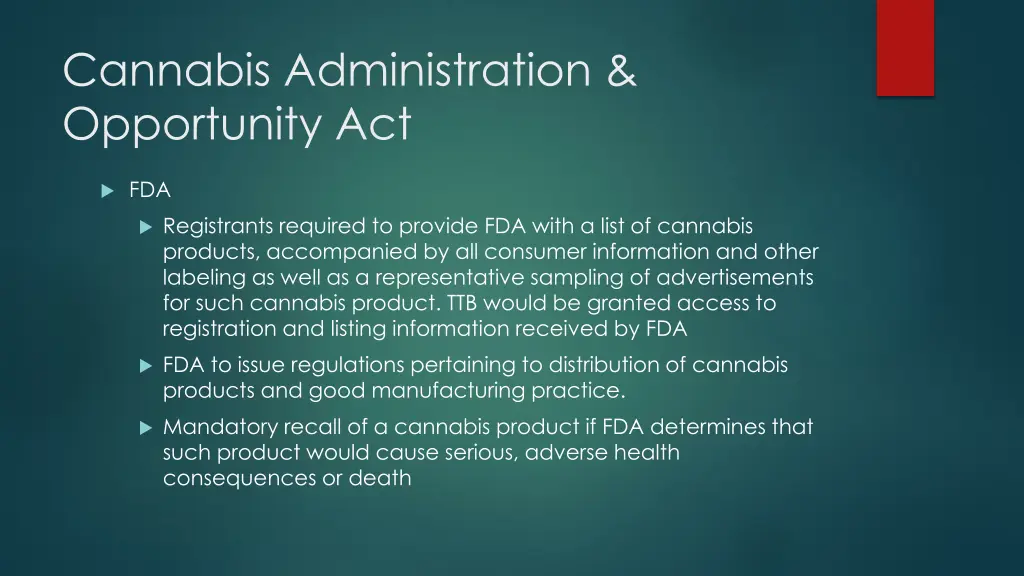 cannabis administration opportunity act 33