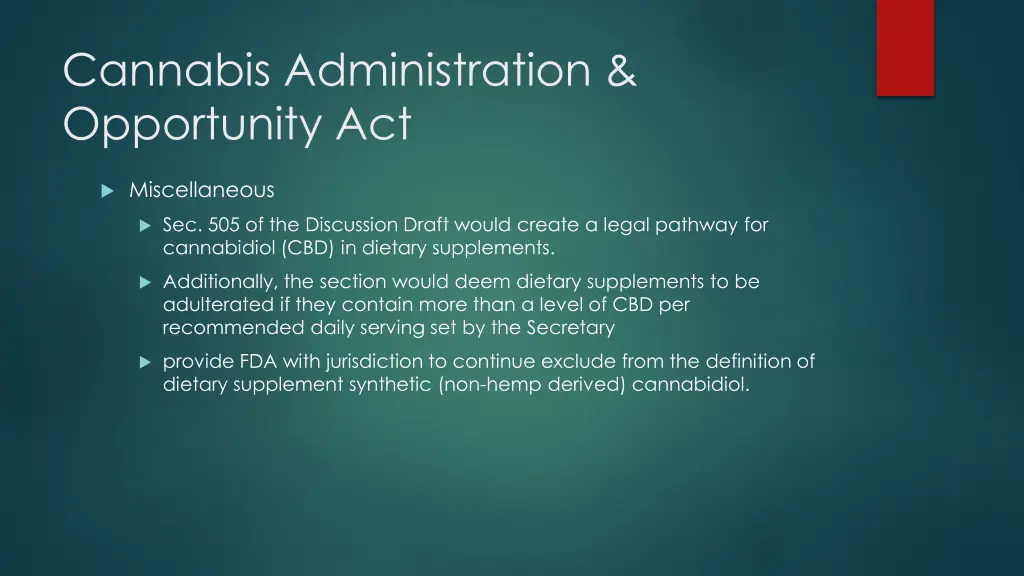 cannabis administration opportunity act 38