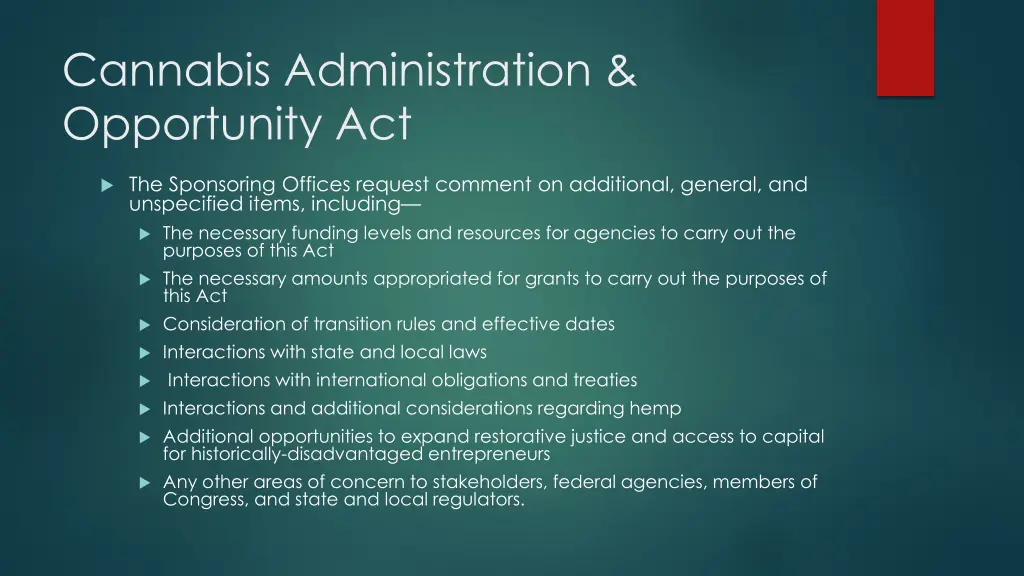 cannabis administration opportunity act 46