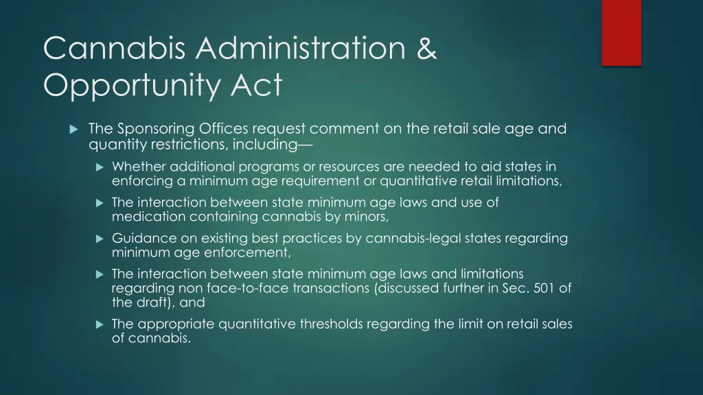 cannabis administration opportunity act 9