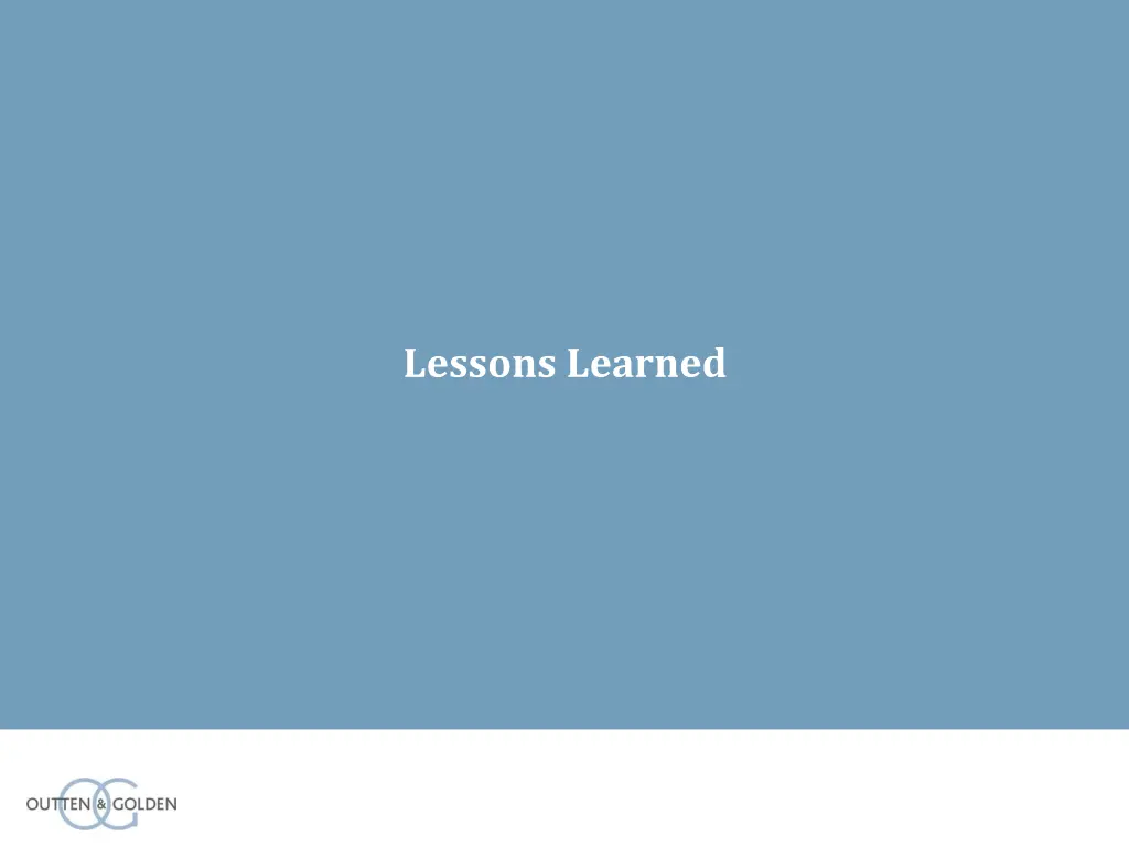 lessons learned