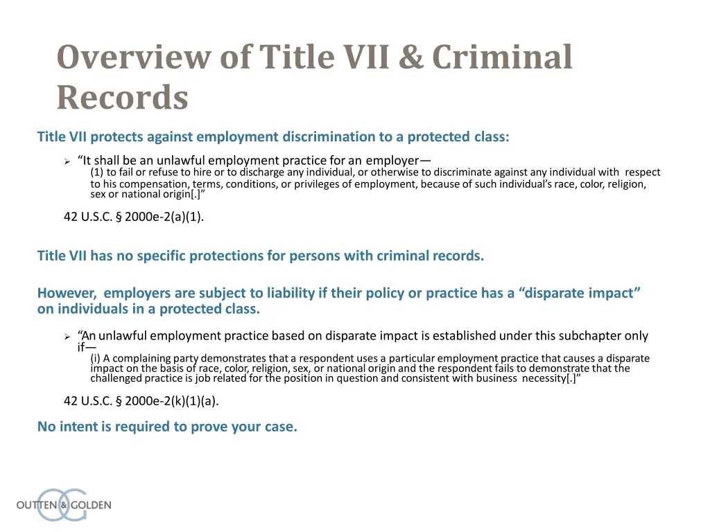 overview of title vii criminal records